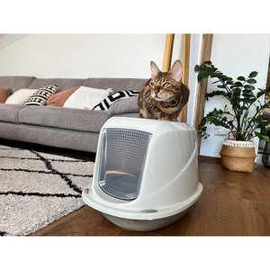 Italian-Made Premium Cat Litter Box with Practical Hygienic <b>Cover</b> Durable <b>Plastic</b> Toilet Accessory - Product Image 1