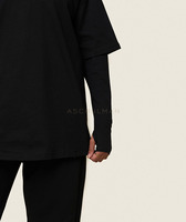 Ensemble de survêtement modeste 2 pièces avec logo personnalisé, tunique de sport oversize à col montant et pantalon de jogging, vêtements de sport islamiques pour femmes