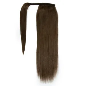 סופר כפול שיער מצויר קוקו אנושי סיטונאי שיער קוקו חלק וצבע בהיר יפה נשים לעטוף קוקו 20'' 2#