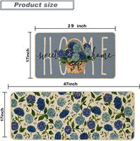 Karpet Lantai Anti Selip & Dapat Dicuci Mesin, Tahan Noda, Motif Daun & Ranting Holly Pine, Cetak 3D untuk Rumah & Dapur