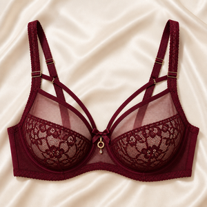 Soutien-gorge élégant en dentelle blanche avec anneaux de connexion en or rose - Product Image 4