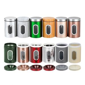 Wholesaler Stainless Steel Food Storage <b>Container</b> Airtight Sugar Coffee <b>Container</b> Kitchen Canisters Sets With See Through Window - Product Image 1