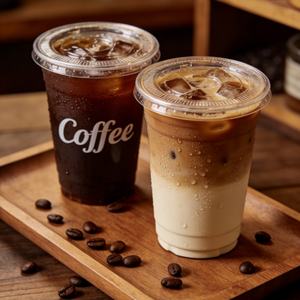 Vasos de Plástico Transparente Desechables Cuadrados de PE/PP de 8oz-32oz con Logotipo Personalizado, Ecológicos, con Tapas para Café y Postre - Product Image 1