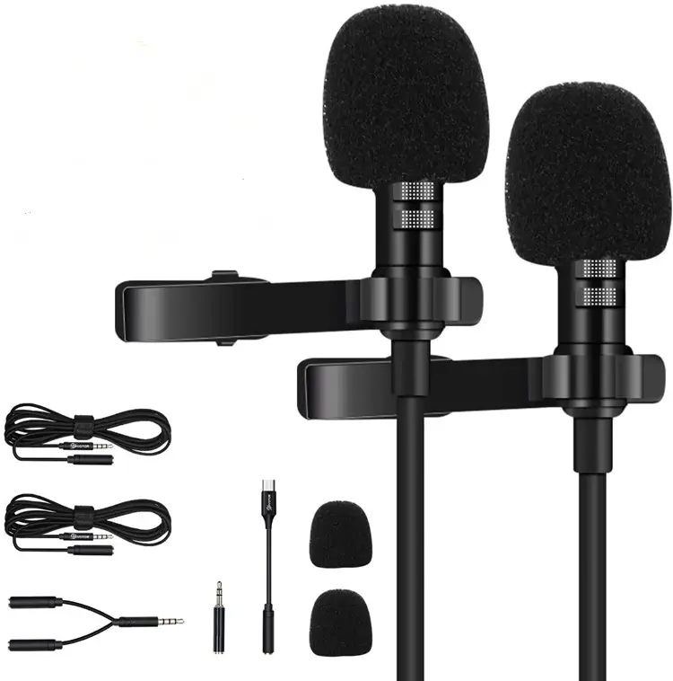 Voice Professional Lavalier Lapel Microphone Omnidirectional Condenser Mic for vlog