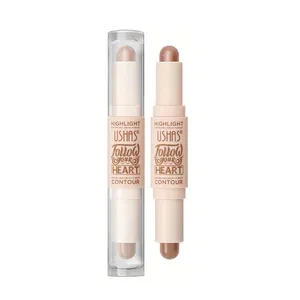 Benutzer definierte Private Label 2 in 1 Face Highlighter Contour ing Stick Wasserdichter, langlebiger Doppelkopf-Kontur stift