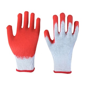 Guante de punto de algodón, 10 calibres, liso, recubierto de látex rojo, barato - Product Image 1