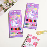 Lot de 12 crayons de couleur hexagonaux Kawaii en bois de peuplier, certifiés EN71, 17,5 cm – Vente chaude pour l'art scolaire des enfants