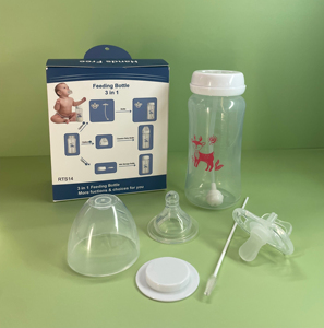 Bouteille d'alimentation pour bébé à large ouverture sans BPA 3 en <span class=keywords><strong>1</strong></span> avec tétine en silicone, <span class=keywords><strong>biberon</strong></span> pour nourrissons nouveau-nés, prix direct d'usine en gros - Product Image 3