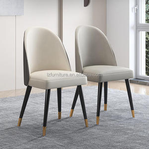 Comfortable High Density Foam <b>Padding</b> Ergonomic Backrest Eco Faux Leather Upholstered Accent Dining Room <b>Chairs</b> With Metal Legs - Product Image 4