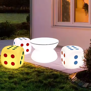 Muebles de bar al aire libre nuevo diseño mesa y sillas iluminadas de 6 lados dados remoto Rgb CAMBIO DE Color Led Cubo de luz conjunto de asiento - Product Image 4