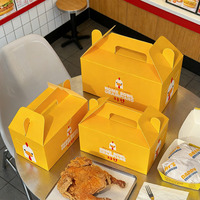 Boîte à poulet frit en carton ivoire de haute qualité, biodégradable, résistante à l'huile, avec couvercle, logo personnalisé pour restaurant
