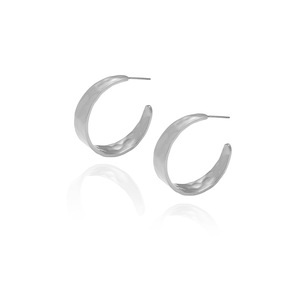 Pendientes de Aro Circulares con Textura Martillada a Mano de 35 mm, con Diseño de Ondas de Agua, Chapados en Oro de 18K, Acero Inoxidable, Joyería Impermeable - Product Image 3