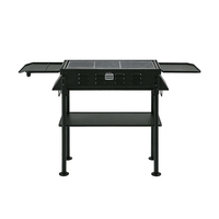Barbecue au charbon de bois Pinnovo avec 2 tables latérales, grande surface de cuisson, barbecue d'extérieur avec étagère pour jardin, patio et pique-niques