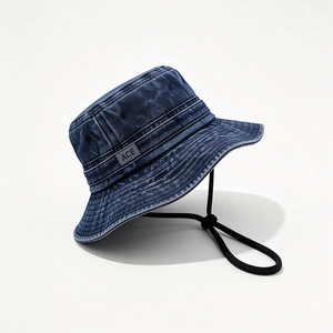 Chapeau Bob en Toile à Large Bord Anti-UV avec Sangle Mentonnière, Personnalisable, Idéal pour le Camping, la Pêche, les Sports et les Voyages – Vente en Gros - Product Image 2