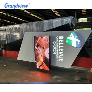 Outdoor advertising pylon sign with led screen