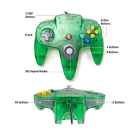 Mando de juego con cable USB y motor de vibración para joystick 64 Gold Silver y conector de consola