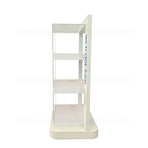 Vitrina Moderna con Marco de Madera y Vidrio, Exhibidor de Piso con Luces Interiores y Estantes para Cosméticos - Product Image 3