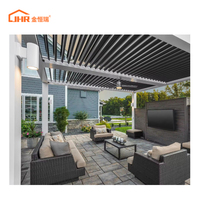 JHR Anlike Auvent extérieur sur le pont Pare-soleil de jardin bioclimatique Kit de pergola extérieure à persiennes en aluminium motorisé électrique