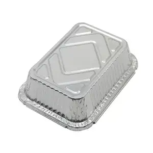 300ML hot sale disposable tray OEM logo aluminum foil for food packing biodegradable silk foil food container with lids