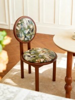 Chaise contemporaine en bois massif avec dossier et revêtement en velours imprimé - Chaise durable pour chambre à coucher, bureau à domicile, loisirs