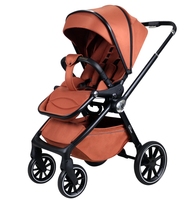 Grande poussette de luxe en PU haute vue 3 en 1 landau de luxe pour bébé