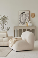 Canapé-chaise moderne en tissu peau de mouton blanc décontracté et unique, ensemble géométrique Wabi-Sabi, villa, hall, canapé d'angle, caractéristique modulaire