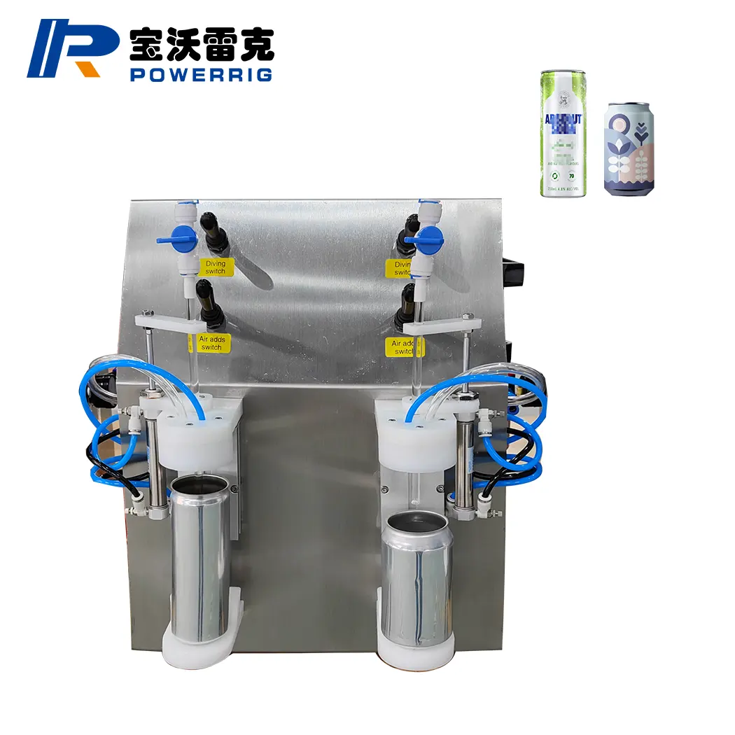 반 자동적인 소다 에너지 탄산 청량 음료 음료 isobaric 작은 플라스틱 알루미늄 깡통 수동 맥주 충전물 기계