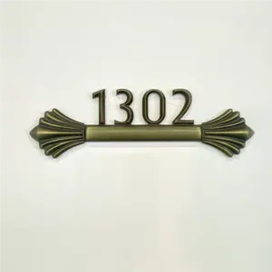 Nomor pintu Hotel buatan Nomor Modern baja tahan karat huruf logam nomor pintu Kuningan dengan harga murah