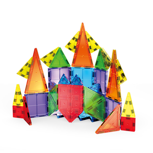 미니 3.75CM 자석 타일 STEM 세트 조립 블록 3-8세 어린이 지능 개발 휴대용 여행용 철제 상자 플라스틱 - Product Image 1