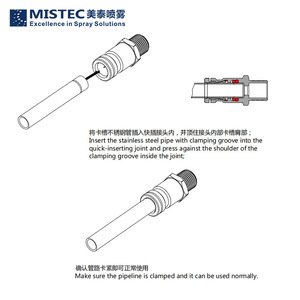 Raccord rapide MISTEC 304SS pour système de brumisation avec tuyau de 9,52 mm, base de buse en T - Product Image 4