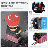 LA38MK-ZSD Botón de Emergencia con Símbolo de Parada Iluminado de 22 mm, Lámpara Roja y Verde, 250V AC/DC, Enchufe Rápido YIJIA para Electrodomésticos, 1NO1NC