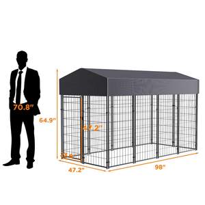 Outdoor Puppy Inside <span class=keywords><strong>Play</strong></span> <span class=keywords><strong>Pen</strong></span> Panels picks Waterproof UV Protection Roof Pet Black High Metal Large Heavy Duty Dog Kennel Cage - Product Image 2