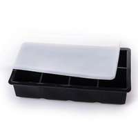Bac à glaçons en silicone anti-fuite de qualité supérieure avec couvercle - Moule de congélation réutilisable à 8 cavités carrées grandes et anti-fuite pour gros glaçons transparents
