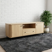 Meuble TV en bois sur mesure haut de gamme, style moderne minimaliste, console de salon