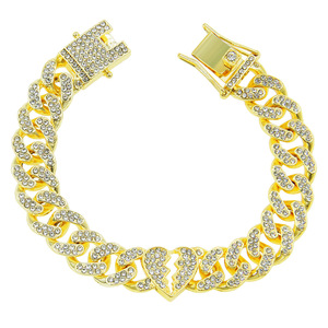 Hot Selling Personalized Exaggerated Love Heart Chain Bracelet Hiphop Alloy Men's <b>Charm</b> Bracelets Fashion Jewelry Wholesale - Product Image 5