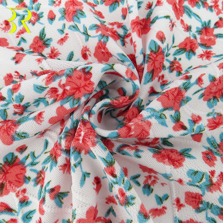 Красочная трикотажная жаккардовая ткань с цветочным принтом 95% полиэстер 5% SP для женского платья