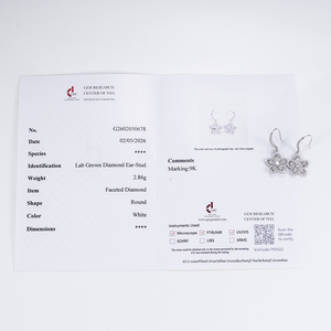 Boucles d'oreilles fleur en or blanc 9 carats avec diamants ronds pour femmes Messi Jewelry MSE-903 - Product Image 6