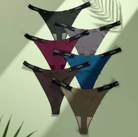 Tangas et Strings Sans Couture en Soie Glacée à Logo Lettre pour Femme, Culottes Bikini Sexy et Thongs Grande Taille