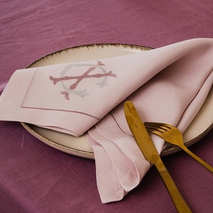 Custom Monogram Embroidered Hemstitch Cotton <b>Linen</b> Napkin Handkerchief for Dining <b>Table</b> Fabric <b>Cloth</b> Wedding Napkins Placemats - Product Image 3