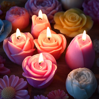 Moule en silicone INTODIY pour bougies d'aromathérapie 3D multiples en forme de fleurs, pétales de rose, parfum diffusé, gypse, savon fait main