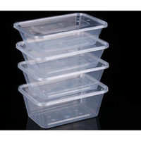 Boîte jetable carrée en plastique recyclable de 1000ml pour aliments avec couvercle en pp du fabricant chinois