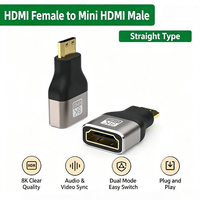 Adaptateur Mini 8K 60Hz HDR 48 Gbit/s en alliage d'aluminium plaqué or pour convertisseur femelle-mâle compatible OEM moule privé DSLR