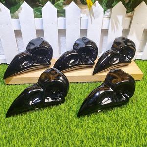 Лидер продаж, натуральный камень, черный обсидиан, птица, клюв, ворона, черепа для украшения - Product Image 5