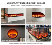 Insert de cheminée électrique LED mural intégré avec télécommande, thermostat réglable, chauffage 750-1500W, économe en énergie
