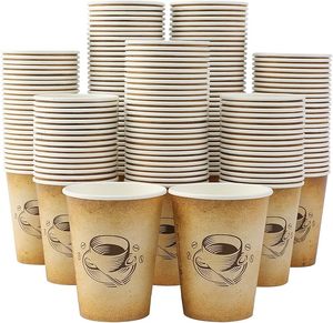 Vasos Desechables de Papel Kraft para Café de 12oz, de Pared Simple, Impresos con Diseño Gráfico de Café, para Bebidas Calientes en Cafeterías - Product Image 2