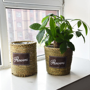 Pot de fleurs en rotin Vivian Home, fait main, décoratif, pour salon, balcon, plantes d'intérieur - Product Image 4