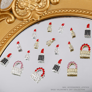 Décorations de luxe 3D pour ongles Saint-Valentin : Breloques en forme de rouge à lèvres et de bouche avec strass pour manucure romantique - Product Image 3