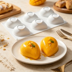 6 Cavity Mango Mousse Cake Silicone Mold For French Dessert Realistic Fruit Shaped Jelly Pudding Baking Mold Commercial Use - Product Image 1