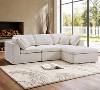 Canapé d'angle moderne trois places en tissu rembourré avec rembourrage en mousse, confortable et durable pour hôtel, appartement, villa