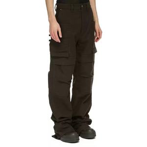 Custom Black <b>Jeans</b> for <b>Men</b> Washed Cotton Vintage Baggy Gold Foil Texture Denim Pants Multi Pockets <b>Men's</b> Cargo <b>Jeans</b> - Product Image 2